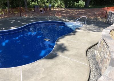 Pool Patio with New Landscape Block Retaining Wall